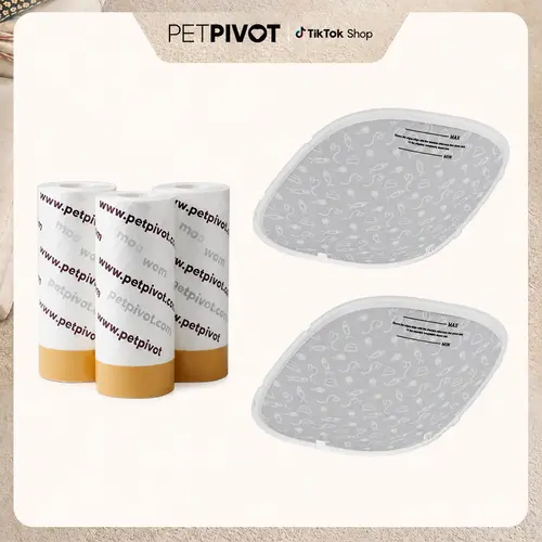 PetPivot AutoScooper 11 Waste Bags & Cat Litter Box Pad Bundle Set, 60-Pack Replacement Trash Bags + 2-Pack Waterproof Liner Pads for Self-Cleaning Cat Litter Box