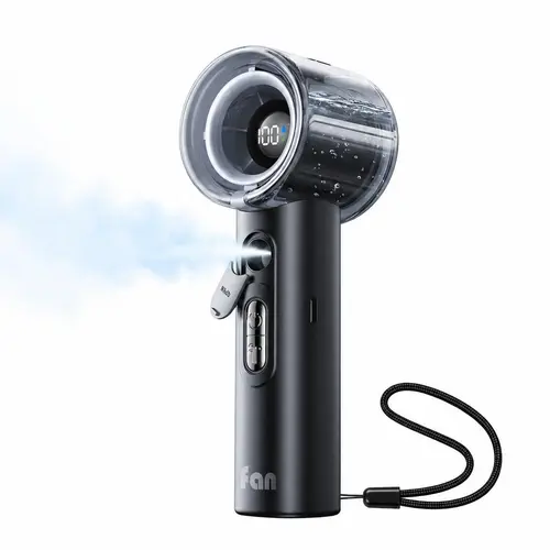 KIMMOO Portable Rechargeable Multifunction Fan - 25000rpm Powerful Cooling, Adjustable Speed (100 Speeds), 50ml Water Tank Advanced Hydration, 13 Hrs Runtime, LED Light, USB-Powered, Included Batteries for Travel, Office Use