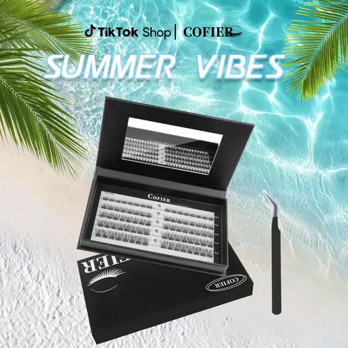 【Tiiffany Live】Cofier No Glue Lash Kit Jelly-Coated Base Self Adhesive Individual Eyelashes Easy Makeup Application with Tweezers 80/100/160 Pcs for Salon-Like Results - Cosmetic #Summervibes