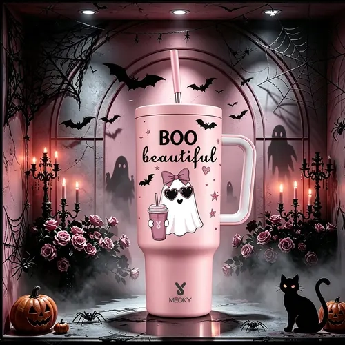 MEOKY 40oz Halloween Spooky Reusable Stainless Steel Insulated Tumbler Flask - Sturdy Leakproof Tumbler, Portable Water Bottle, 24H Cold Retention, Ideal for Outdoor Travel, Halloween Goodies, Cool Gifts for Adults#blackfriday #friendsgiving#giftideas