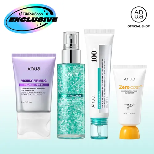 [Anua] Plump DewTox Set for Youthful Looking, 4-Step Longevity, PDRN Collagen & Retinol | Anti-Aging & Firming Care | Volume Plumping & Lifting, PDRN Mist Serum Spray, PDRN Cream Moisturizer, Retinol Guasha Cream, Retinol Eyepatch, Zerocast SPF Sunscreen