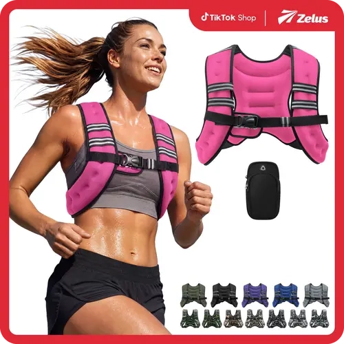 ZELUS Weighted Vest,6/8/12/16/20/25/30lb Rucking vest with Detachable Phone Pouch&Reflective Stripes&Adjustable Straps|Exercise Equipment & Workout Enhancer for Motivational Walking,Strength Training,Running| #TikTokShopFallDealsForYou
