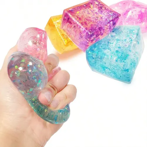 4pcs Colored Silicone Cube Fidget Toys - Unisex Glitter Non-Toxic Squishy Sensory Anxiety Stress Relief Tools, Assorted Boxed Collectibles, No Battery Needed, Perfect Party Toy Gift for Kids