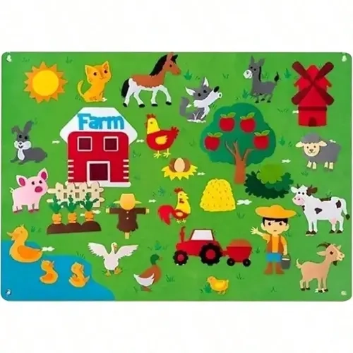 Felt Farm Animal Activity Board - 3-4 Years Preschool Language Toy, Kid Board Games for Animals & Nature Storytelling, Children Development Sensory Learning Tool, Unisex Birthday Gift