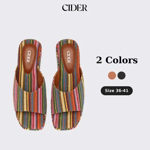 Cider STRIPED PLATFORM WEDGE HEELED SANDALS