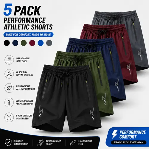 Men's Reflective Print Athletic Fitness Shorts - Breathable, Quick Dry, Sweat Wicking, Lightweight Performance Shorts with Zipper Pockets, Drawstring Waist for Summer Gym, Running, Breathable Athletic Shorts