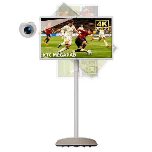 KTC MEGAPAD 32" 4K UHD 16+256 Smart Touch Portable TV, 3840*2106 60Hz Touch Screen Monitor with Rolling Stand, RAM 16G + ROM 256G, Android 13, Wifi 6, Bluetooth5.2, Google EDLA & TUV LBL Certified, 8MP Camera, 9500mAh Battery, 4×8W Speakers, A32Q7 MAX, Ne