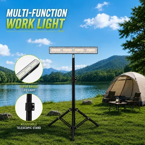Qawtor Multi-Function 168-LED Work Light, Rechargeable Portable Utility Light with Magnetic Mount, Hidden Hook, Battery Display, USB Output & 3 Lighting Modes for Car Repair, Garage, Camping and Outdoor Tasks