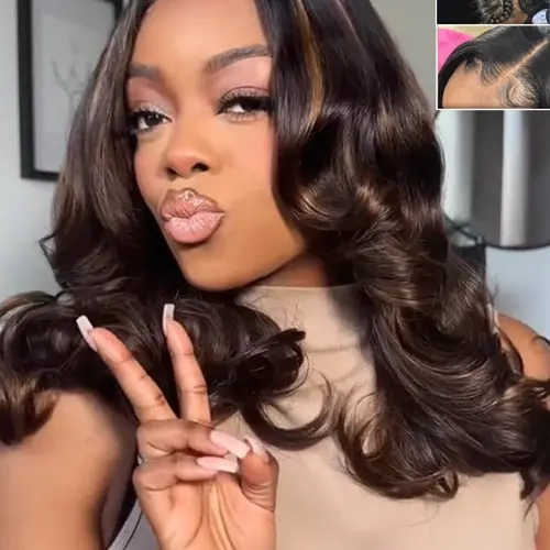 Highlight Yaki Curly U Part Wig, Layered V Part Body Wave Half Wigs, Pull on Go Gluless, Heat Resistant, 16inch Synthetic Hair, Glueless Synthetic Wig