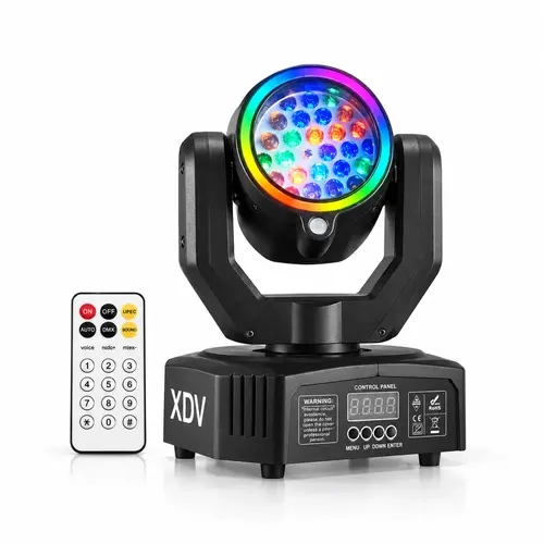 XDV 3-in-1 Mini Moving Head Bee Eye Stage Light - 32W High-Bright ABS Light with Green Laser, Color Changing Geometric Effects, Halo Ring, Aluminum Heat Core, Sound-Synced Glow, Remote Control, Wall Hanging for Halloween, Contemporary Home Decor