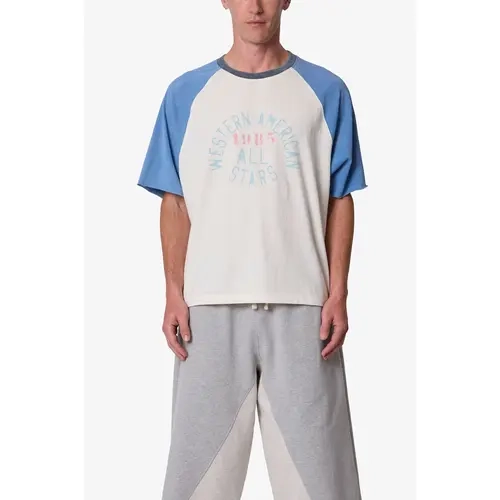 mnml Vintage Baseball 3/4" Sleeve Tee - Off White/Blue