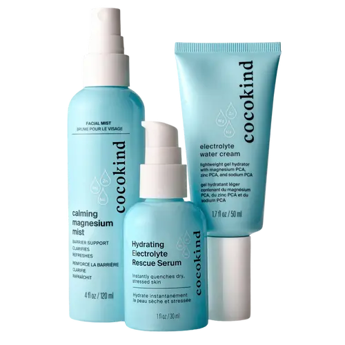 [cocokind] Electrolyte Family Bundle | 3-Piece Hydration Skincare Set | Magnesium Mist + Electrolyte Serum + Water Cream | Hydrating & Calming