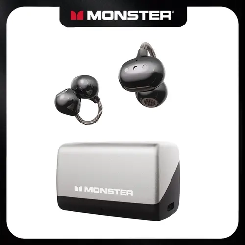 Monster Airclip Open Ear Clip-On Earbuds - Bluetooth 6.0 Wireless Headset, 165h Music Time, Low Latency Audio, Distinct Calls, IPX6 Waterproof Sport Earbuds, Lightweight, Memory Feature, Stable Connection for Running, Travel - SummerWins-DealsForYouDays
