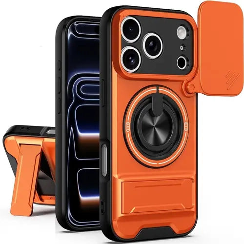 OREKROY Strong MagSafe Magnetic Case with Sliding Camera Lens Cover for iPhone 18 Pro Max / 18Pro /17 Pro Max 16/15/14/13/12 Series, Military-Grade Shockproof Anti-Drop Armor Phone Cover with Full Camera Protection, 360° Rotating Ring & Built-In Kickstand