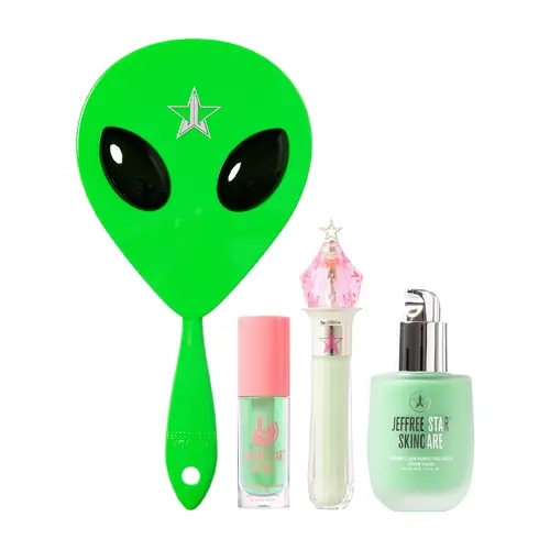 Slime Green Queen Bundle - Slime Green Abduction Hand Mirror, Watermelon Lip Oil, Green Color Corrector, Vitamin C Serum