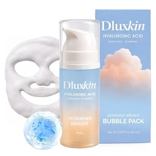 DLUXKIN Hyaluronic Acid Bubble Skincare Serum - Micro Bubble Mask Treatment, 15 Seconds No-Rinse Korean Skincare with Niacinamide & Hyaluronic Acid