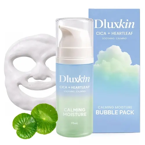 DLUXKIN CICA Bubble Skincare Serum - Lightweight Daily Calming Gentle Moisturizer, Micro Bubble Mask Treatment, 15-Second No-Rinse Korean Skincare with CICA, Heartleaf & Hyaluronic Acid