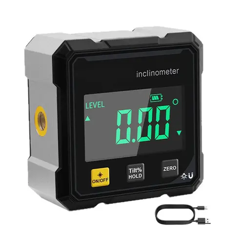 360° Magnetic Digital Angle Finder Tool - 3C & Household Tool with 360° Magnetic Attachment, 4-Sided Magnets, Compact Snap-On Design, Dual Laser Guide, Rechargeable Cells, Accurate Angle Measurement for Home Renovations, Woodworking