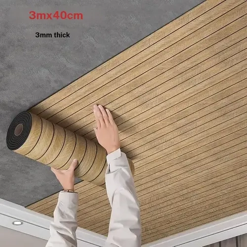 3D Wood Grain Look Peel and Stick Decorative Wallpaper Roll - 3m x 40cm x 3mm Thick, Waterproof, DIY Home Improvement Accessory for Bathroom, Bedroom, Office Accent Walls (Quick Renovation)