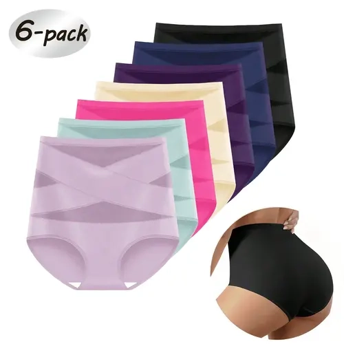 Typretty Women's High-Waist Cotton Plain Sexy Slimming Tummy Briefs - Tummy-Control, Elastic, Invisible Underwear for Autumn-Winter, Machine-Wash, Comfy Gift Option