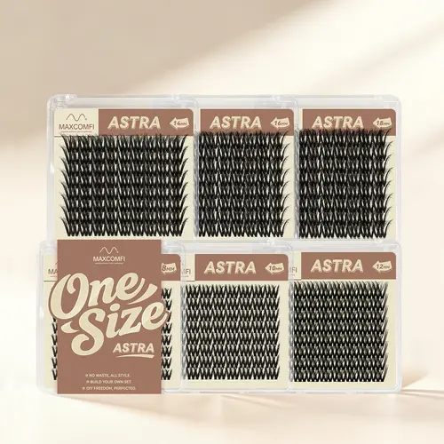 ASTRA Maxcomfi One Size Cluster Eyelash Set - Synthetic Hair Fibers, DD Curl, DIY Build Your Own Set, Polyacrylic Ester Lash Hold, Cosmetic for Summer Makeup