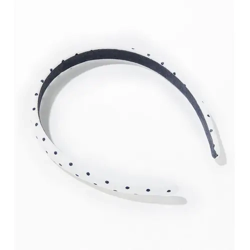 John Galt Women's White and Black Polka Dot Headband