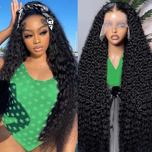 Women's 12A Grade Imani 13x6 HD Pre-Bleached Lace Front Wig - 30In 100% Premium Human Hair, 200% Density Deep Wave, Pre-Plucked Wet & Wave, Adjustable Headband, Affordable Wigs