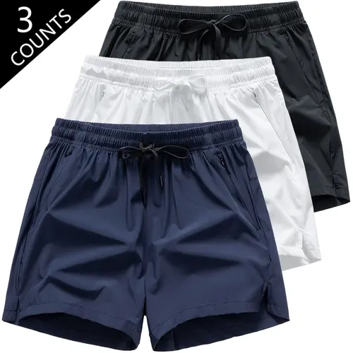 Men's 3-Pack Summer Activewear Shorts - Sporty Chic, Comfortable, Versatile Sports-Casual Bottoms, Multi-Color Options for Everyday Wear