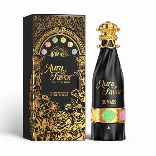 ROMASS Aura of Favor OudÉclat Eau de Parfum Spray 100ML, Oud Wood Cologne for Men, Rotating Lucky Symbol Bottle