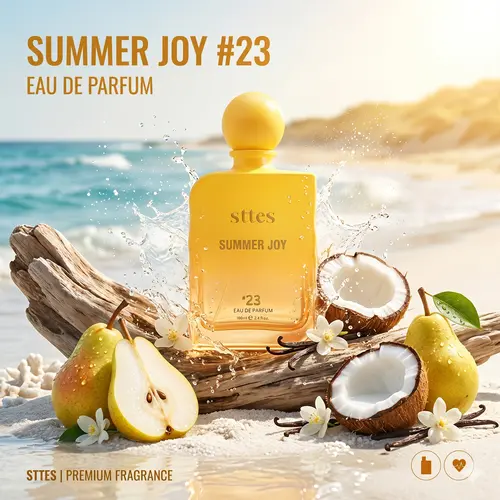 Sttes Perfume #23 Summer Joy Eau de Parfum for Women, Pear Banana Coconut Vanilla Sandalwood Perfume Spray, Tropical Gourmand Summer Fragrance, Long Lasting Scent,100ml