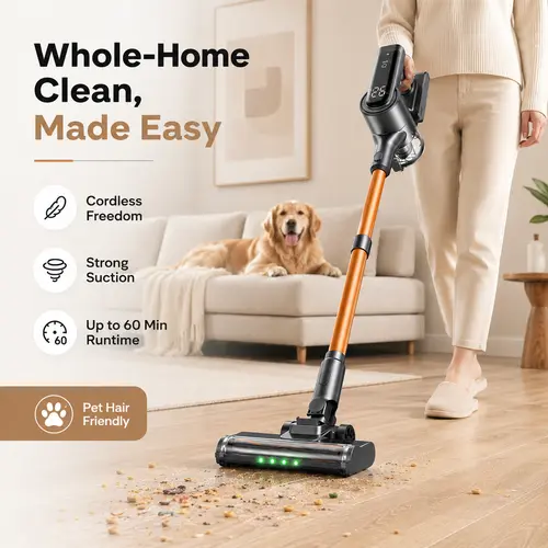 MR.EGO Wireless Vacuum Cleaner - 6-in-1 Compact Dirt Removal Cordless Lightweight Battery-Powered Vac with 50 Min Run Time, Powerful Suction, Anti-Tangle, Self-Stand, Rechargeable for Hard Floors, Carpets (Home Essentials), Compact Vacuums