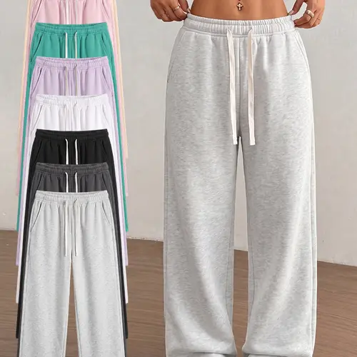 Women’s Cotton Baggy Plain Activewear Pants (1/2/3 Pack), Elastic Drawstring Waist, Breathable Soft Bottoms, 8 Colors, Suitable for Everyday Outdoor Wear, Halloween Outfits
