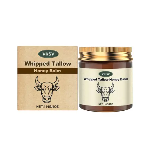 VKSV Organic Whipped Grass-Fed Beef Tallow & Manuka Honey 100g Face & Body Cream - Cosmetic Moisturizer, Deeply Moisturizing Skin Softener, Nourishing Beauty Item for Adult All Skin Types
