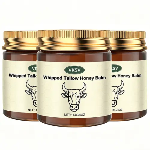 VKSV Organic Grass-Fed Beef Tallow Honey Balm - All-Skin Friendly Natural Moisturizing Body Butter, Beef Tallow for Skin Intense Moisturizer for Face and Body