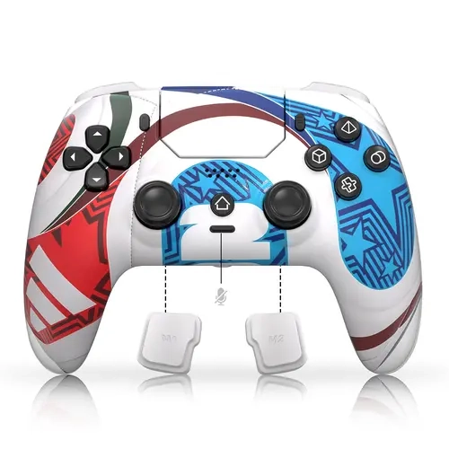 Football Theme Anti-Stick Drift Wireless Controller for PS5/PC – Programmable Macro Back Buttons, 6-Axis Gyro, Dual Vibration, Turbo, Touchpad, 3.5mm Audio & Mic Gamepad Console