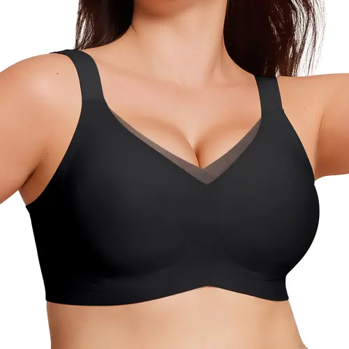 Womens Wireless Jelly Bras V Mesh Comfortable Bralette Supportive Tshirt Bra No Underwire Seamless Push Up Everyday Bras