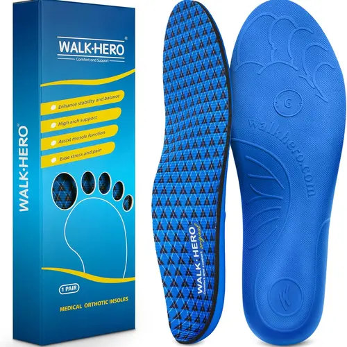 Walkhero Plantar Fasciitis Insoles - High Arch Support Inserts for Men and Women, Flat Foot Orthotic Insoles, Relieve Foot Pain and Fatigue Sports Insoles Footwear, Plantar Fasciitis Relief, Arch Fit Insoles & Heel Liners height boosters