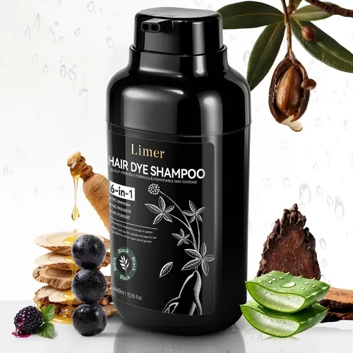 [Upgraded Packaging]Limer Multicolor Hair Dye Shampoo 6 in 1, Grey Coverage, Hair Color