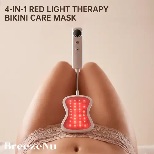 BreezeNu 4-in-1 Rechargeable LED Facial Beauty Mask - Quad-Wave 660nm+850nm+460nm Light, 2000mAh Rechargeable Battery, Cordless Silicone, 4D Flexible Fit, Adjustable Brightness, Daily Relaxing Use, Deep Repair, Brightening, Auto Shutoff, Post-Shave Calm