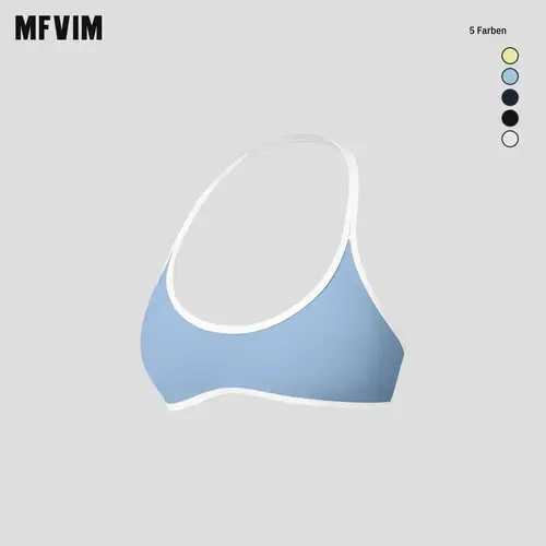 MFVIM Women's Universal Push-Up Strappy Halter Sports Bra - Contrasting Trim, High Stretch All-Season, Sporty Workout Bra for Yoga/Fitness Athleisure Training