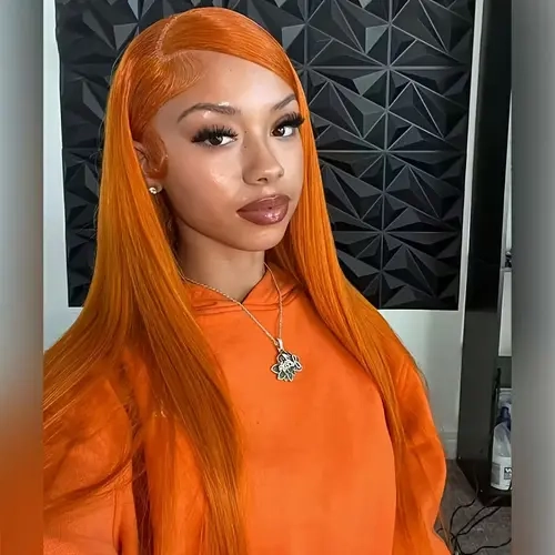 Tuneful Ginger Wig Human Hair 13x6 Straight Ginger Orange Lace Front Wigs Human Hair HD Transparent Lace Frontal 350 Colored Wig Pre Plucked 180% Density 30inch For Women