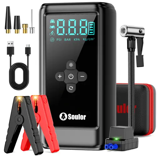 2026 All-Season Savior – 3000A Car Jump Starter with 160PSI Tire Inflator,  Power Bank & LED Light, Reliable in -20°F, Compatible with Most Cars & Trucks, For All Driving Situations toolupgrade