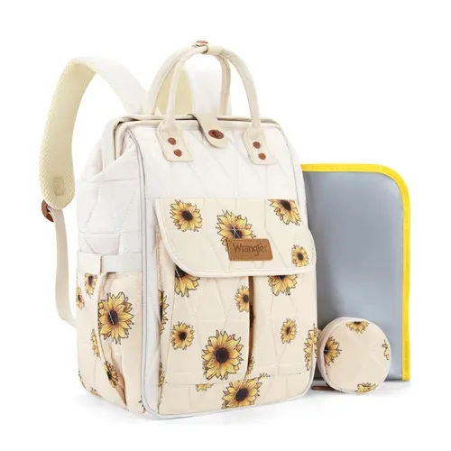 Wrangler Aztec Diaper Bag Backpack Western Backpacks for Moms Baby Essentials Bag with Twist-Lock Closure, Insulated Pockets, Portable Changing Pad, Stroller Straps, Pacifier Case