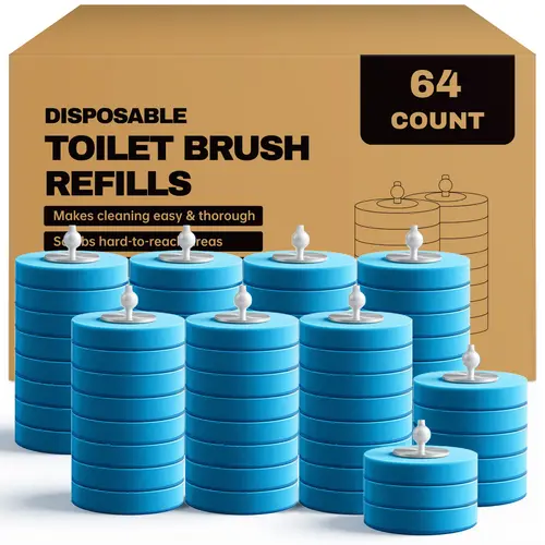 VacLife Disposable Toilet Wand Refills Pack, 64/96-Count Deep Cleaning Sponge Heads, Easy-to-Clean Bathroom Home Supplies, Accessories for Cleaning Toilet Brush & Plungers