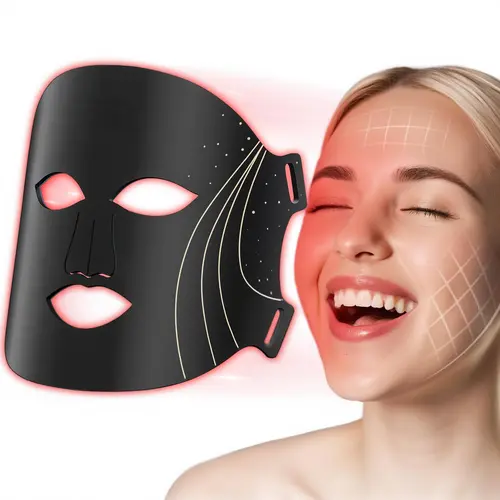 SHMHE LED Face Mask, 7-Color Red Light Beauty Device, Wireless Rechargeable Facial Care Tool with Remote Control, 190g Lightweight Design, 4D Contoured Fit, Full-Face Coverage, At-Home Skincare Routine, Premium Gift Box, Winter Gift for Women