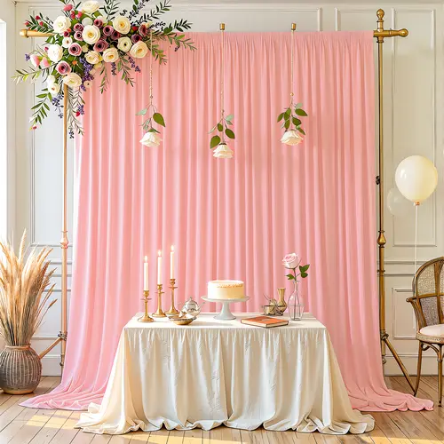5FTx12FT Solid Minimalist Hanging Spandex Backdrop Curtain Panel with Rod Pocket, Wrinkle-Resistant Polyester Drape for Birthday, Baby Shower, Christmas Ceremonies, Business Events & Home Supplies