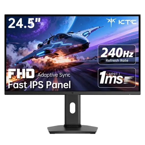 KTC H25T7-3 24.5" Fast IPS FHD pc monitor gaming, 1920x1080 240Hz 1 ms 16.7million colors 114% sRGB HDR400, Frameless Anti-Glare LCD, Adaptive Sync, flickerfree, Blue Light Filter, 2xHDMI, 1xDP, USB Hub, VESA Mount, Adjustable Arm, Flat Desktop Display te