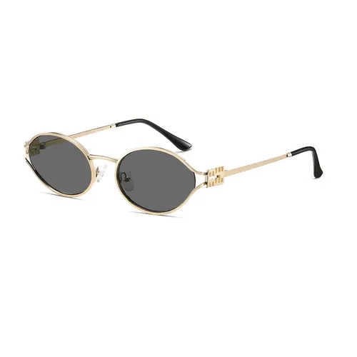 Kimorn Women's 90s Retro Oval Compact Metal Frame Sunglasses - UV400 Protection, Glasses Fashion, Trendy Frames Sunglasses, Eyewear Fashion, Stylish Accessories, Outdoor Use
