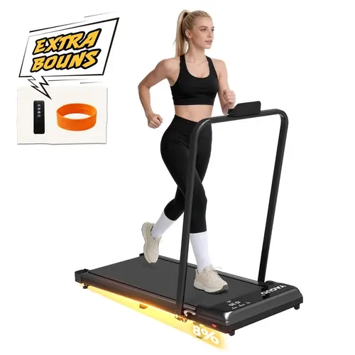 Yagud Foldable Walking Pad Treadmill, Quiet Motor & Dual Shock Absorption, Under Desk Treadmill with Remote Control, Wheels & 330LBS Capacity for Home Workout Remote Controlled Treadmill