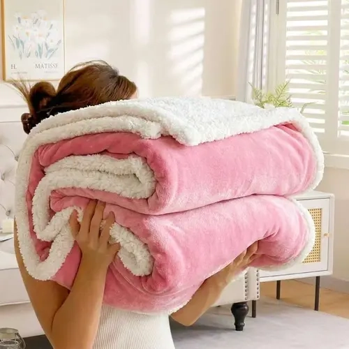 Cosybay 300gsm Coral Fleece Throw Blanket (50x66 in) - Cozy, Fluffy Soft, Rustic, Wrinkle-Resistant, Hypoallergenic Twin Size for Sofa, Bedroom Decor, Home Goods (Father's Day Gift)